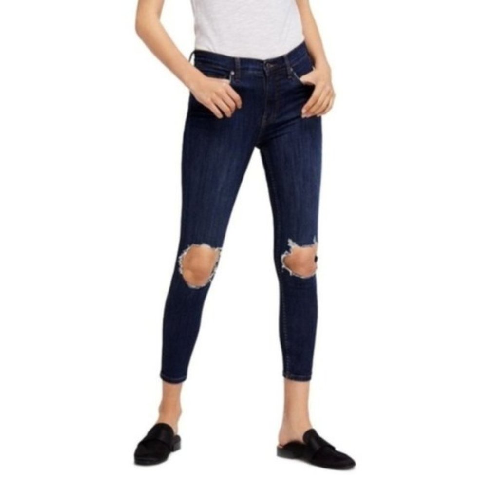 Free People Dark Jean Busted Skinny, Navy